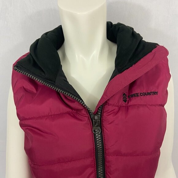 Free Country Puffer Vest Jacket Women's Sz M Full Zipper Pockets Burgundy Black - Picture 3 of 11